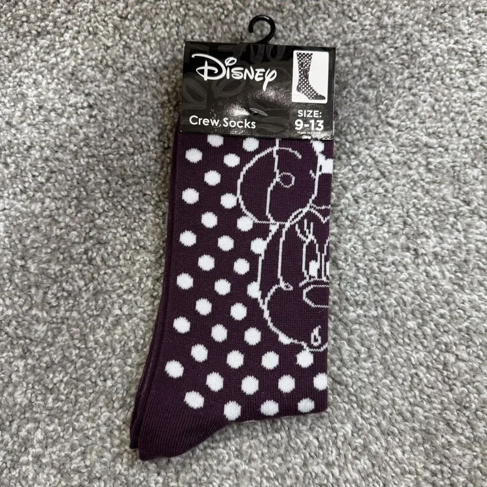 Disney Crew Socks Women One Size Minnie Mouse Snow White Princess 2 Pairs